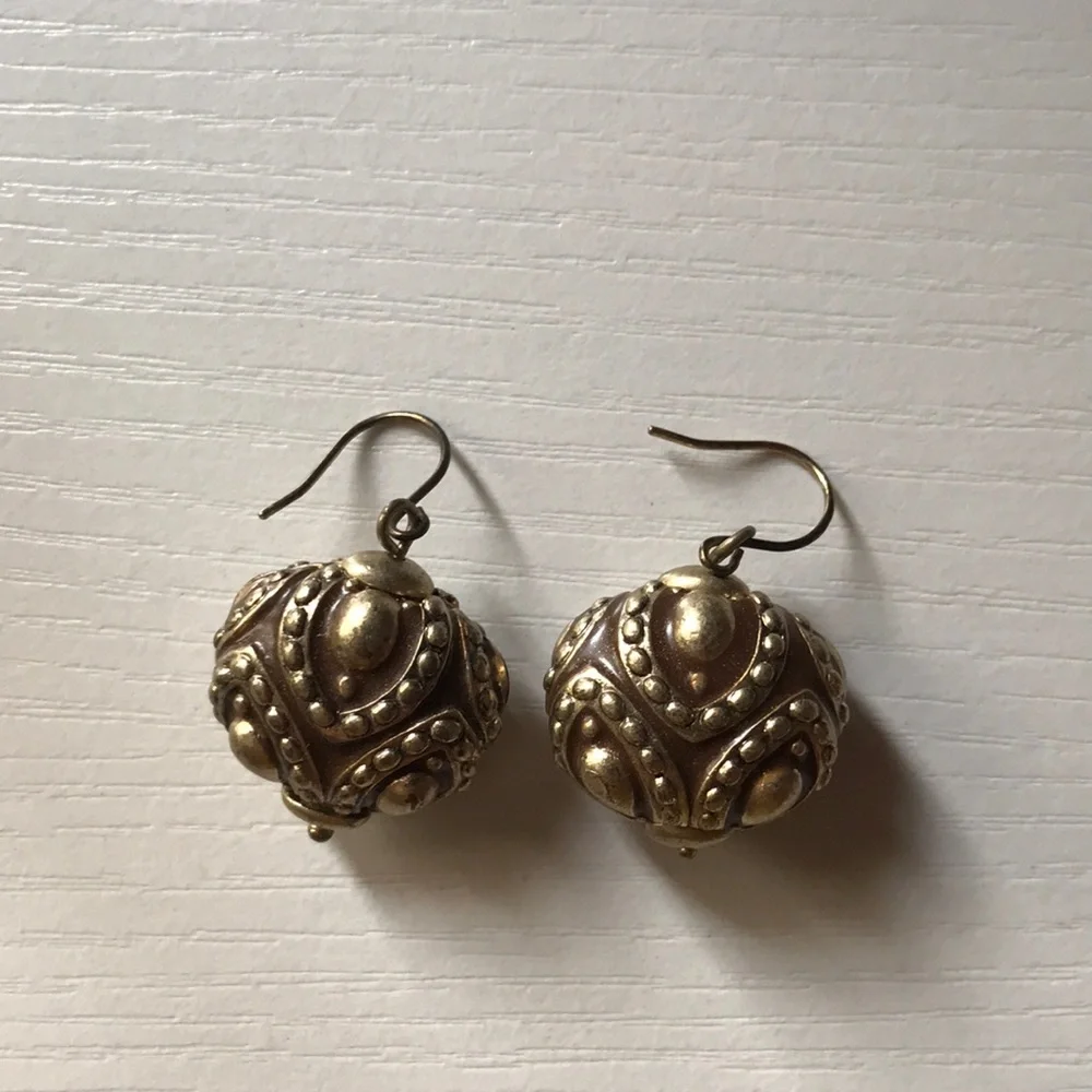 Silver gold chrome ornament style earrings